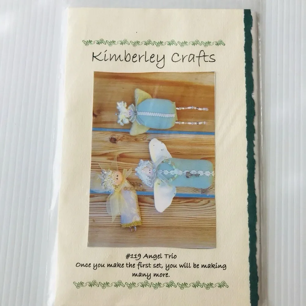 Kimberly Crafts ANGEL TRIO Vintage Sewing Pattern #119 Ornament Hangers Uncut